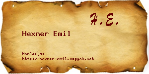 Hexner Emil névjegykártya